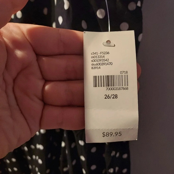 NWT Lane Bryant White & Black Polka Dot Cold Shoulder Lined Dress in Size 26/28 - Picture 6 of 9